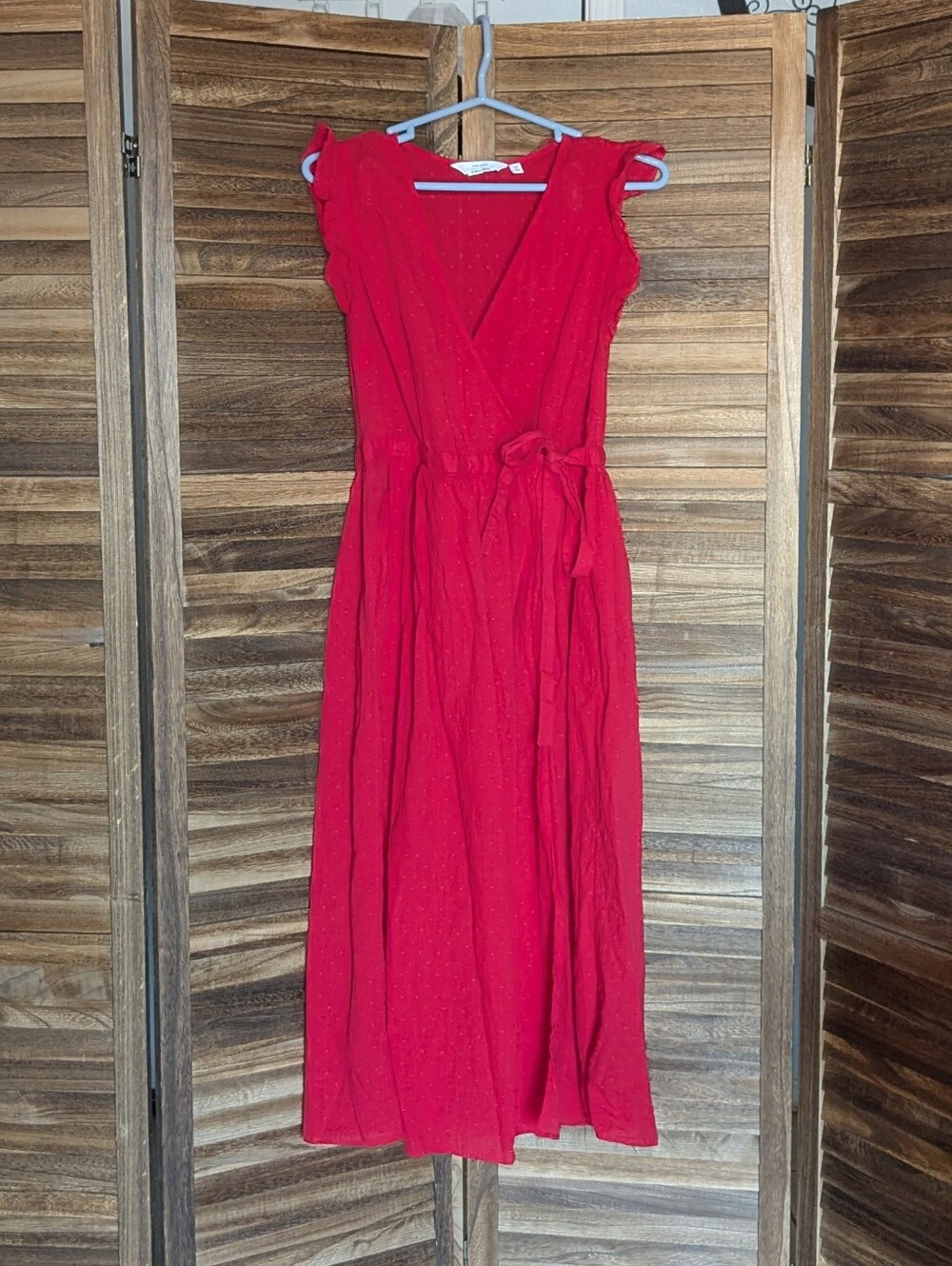 & Other Stories Paris Atelier Textured Red Wrap Sun Dress - Size 8